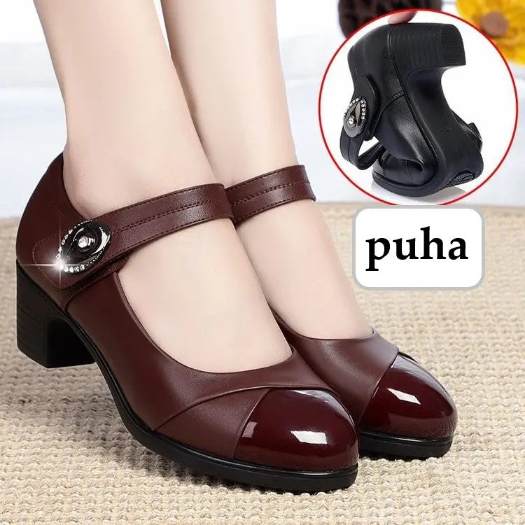 🩰✨【🔥Promoție de vară🔥】【35-42】Pantofi de damă din piele, eleganti și la modă, cu talpă moale și vârf rotund