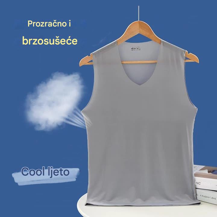 ✨🎉【Kupi 3, dobij 2 besplatno - Kupi 5 komada‼ 🔥】【L–5XL】Ljetna muška bešavna majica s ledeno svilenim donjim dijelom, uski kroj, veća veličina