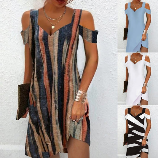 🔥👗【S-5XL】Nova modna haljina s V-izrezom i otvorenim ramenima za ljeto 2025.✨