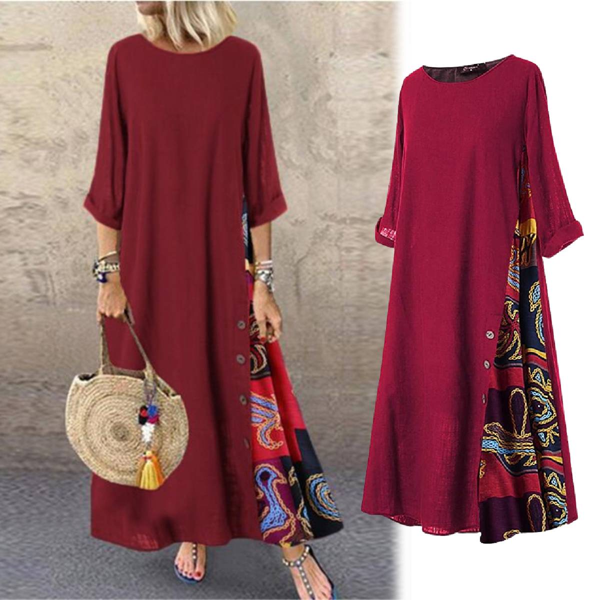✨💕【Oferte speciale de vară🔥】【M-5XL】 Noua rochie elegantă retro casual imprimată 2025