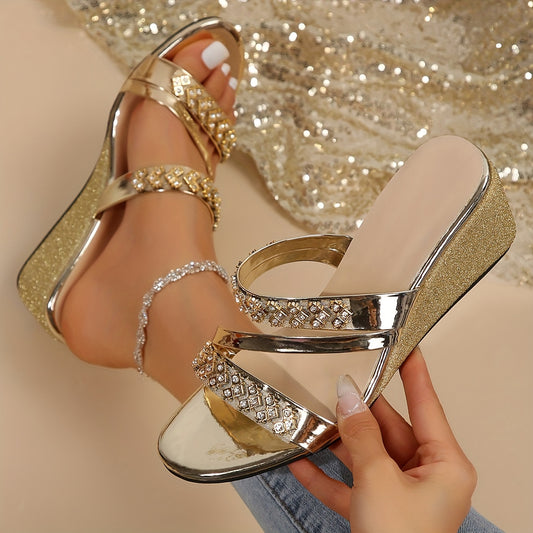 🔥✨【Ograničena količina】【36-42】✨🌈Nove modne, prekrasne sjajne ženske papuče s kristalima, elegantne i šarmantne