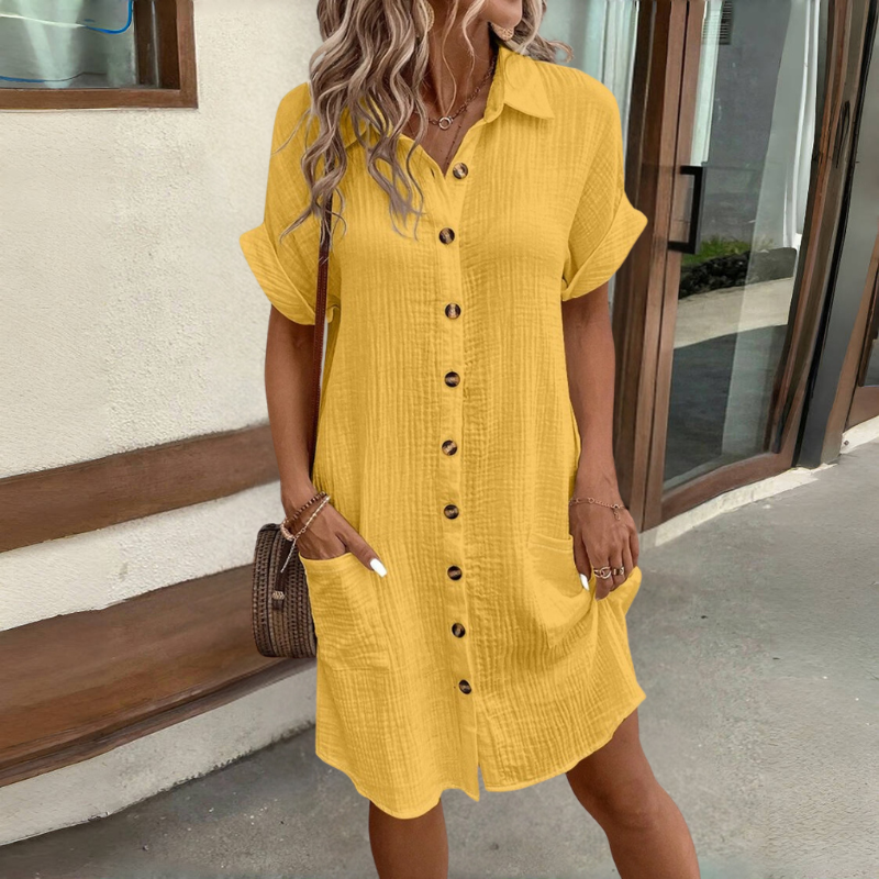 🎉🌈【Liquidación de verano🔥】【S-5XL】Vestido de manga corta de algodón y lino de moda de verano, ligero y transpirable