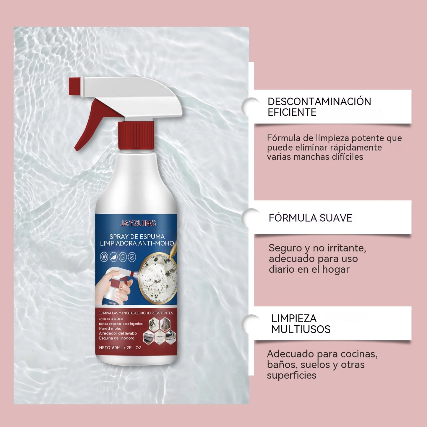 📢📢¡Compra 1 y llévate 1 gratis!⏰¡Increíble control del moho! 🌟Spray limpiador espumoso que combate el moho.