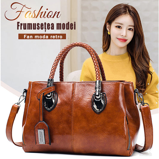 🔥✨【50% de descuento🔥】Bolso Boston de piel vintage para mujer, bolso de piel suave, se puede llevar en un hombro