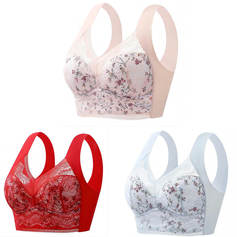 🔥【Paket od 3】💕🎁Bešavni grudnjak od ledene svile velike veličine, prozračan i podesiv【40kg-100kg】