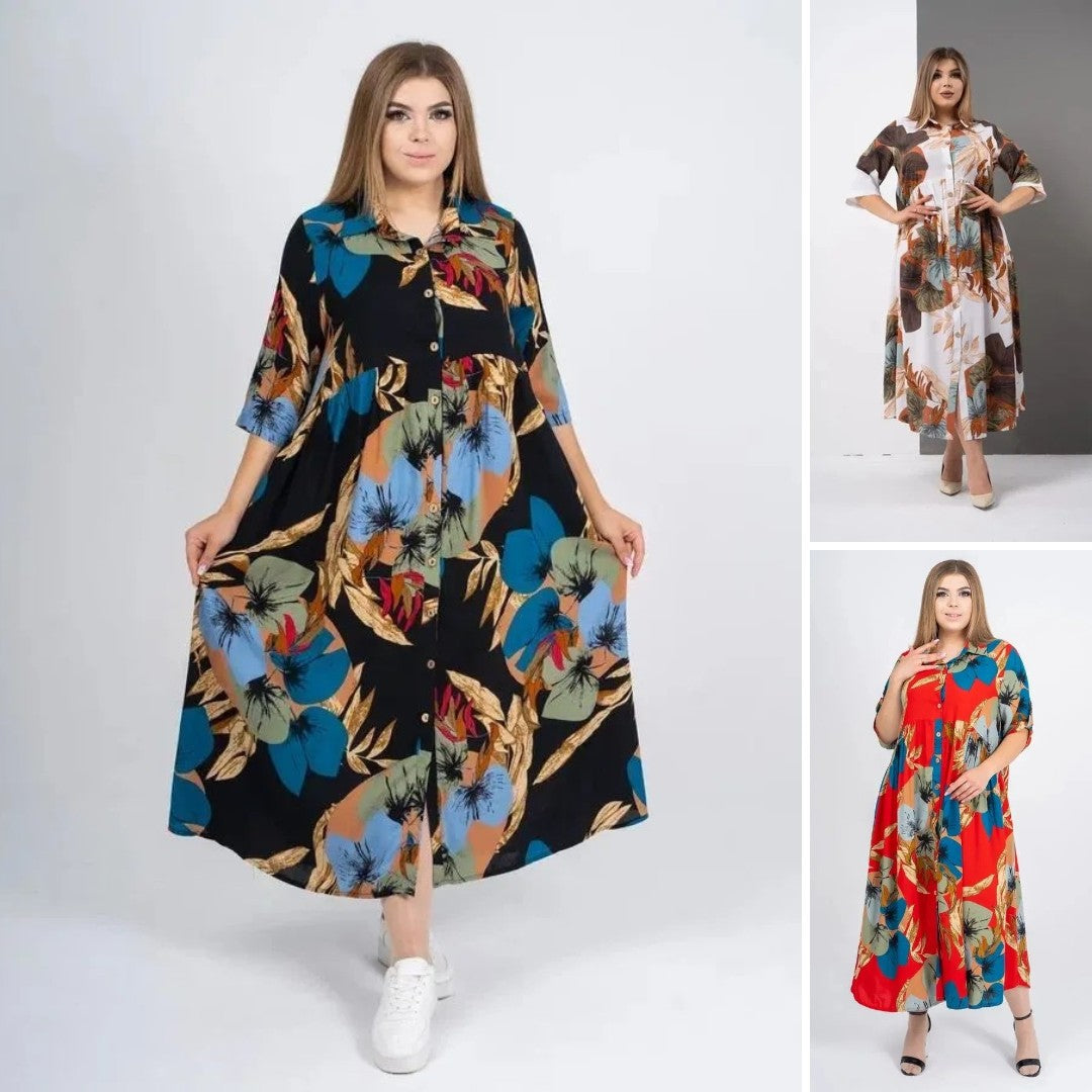 ✨🔥【S-5XL】Nowa letnia, luźna, swobodna sukienka z nadrukiem w dużym rozmiarze