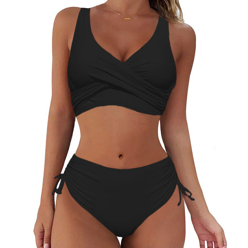 🏖️👙【Ofertă de produse noi】🌴【S-3XL】Costum de baie bikini pentru femei, vara 2025, culoare uni, uscare rapidă