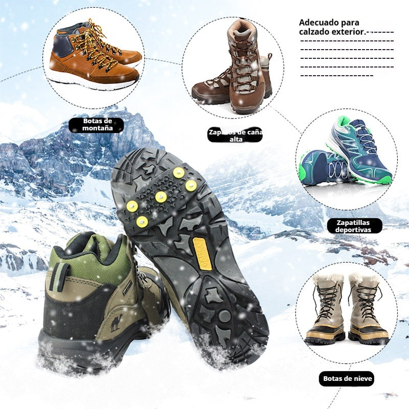 👴🚶🏔️❄️Compra cuatro y llévate cuatro gratis🔥Eslingas de crampones antideslizantes invisibles de 5 dientes, crampones para exteriores