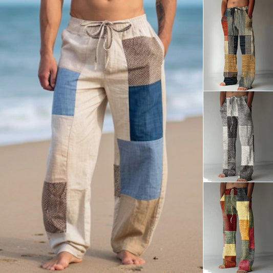 ✨👖【🌈Ograničene zalihe】 【S-6XL】😍 Muške uske pamučne i lanene hlače velikog broja, ležerni, široki boemski stil