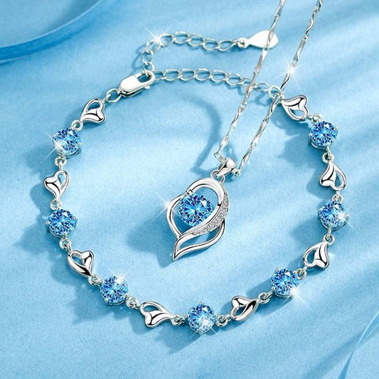 🌌🤍💎【Αγοράστε ένα, πάρτε ένα δωρεάν】🤍🌌Σετ βραχιόλι και κολιέ Ocean Heart από ασήμι 925, 🌊Απλό και κομψό