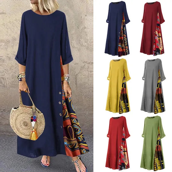 ✨💕【Oferte speciale de vară🔥】【M-5XL】 Noua rochie elegantă retro casual imprimată 2025
