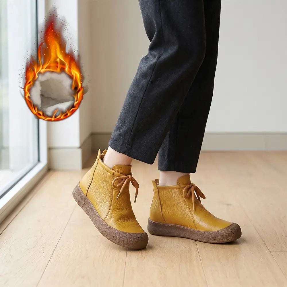 ✨【Veľkosti 35–40】Dámske zateplené členkové topánky z pravej kože – šnurovací model, dostupné v niekoľkých farbách🥰