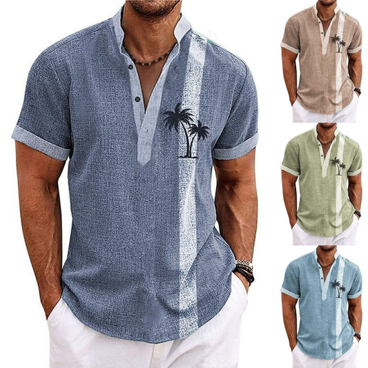 šāļøćS-6XLć2025 Lato Nowa mÄska lniana swobodna koszula z krótkim rÄkawem w stylu kurortu