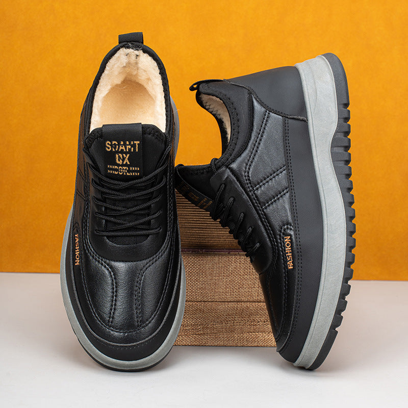 ✨⛄【50% zniżki🔥】Męskie zimowe trampki z prawdziwej skóry i aksamitu, wodoodporne, z miękką podeszwą