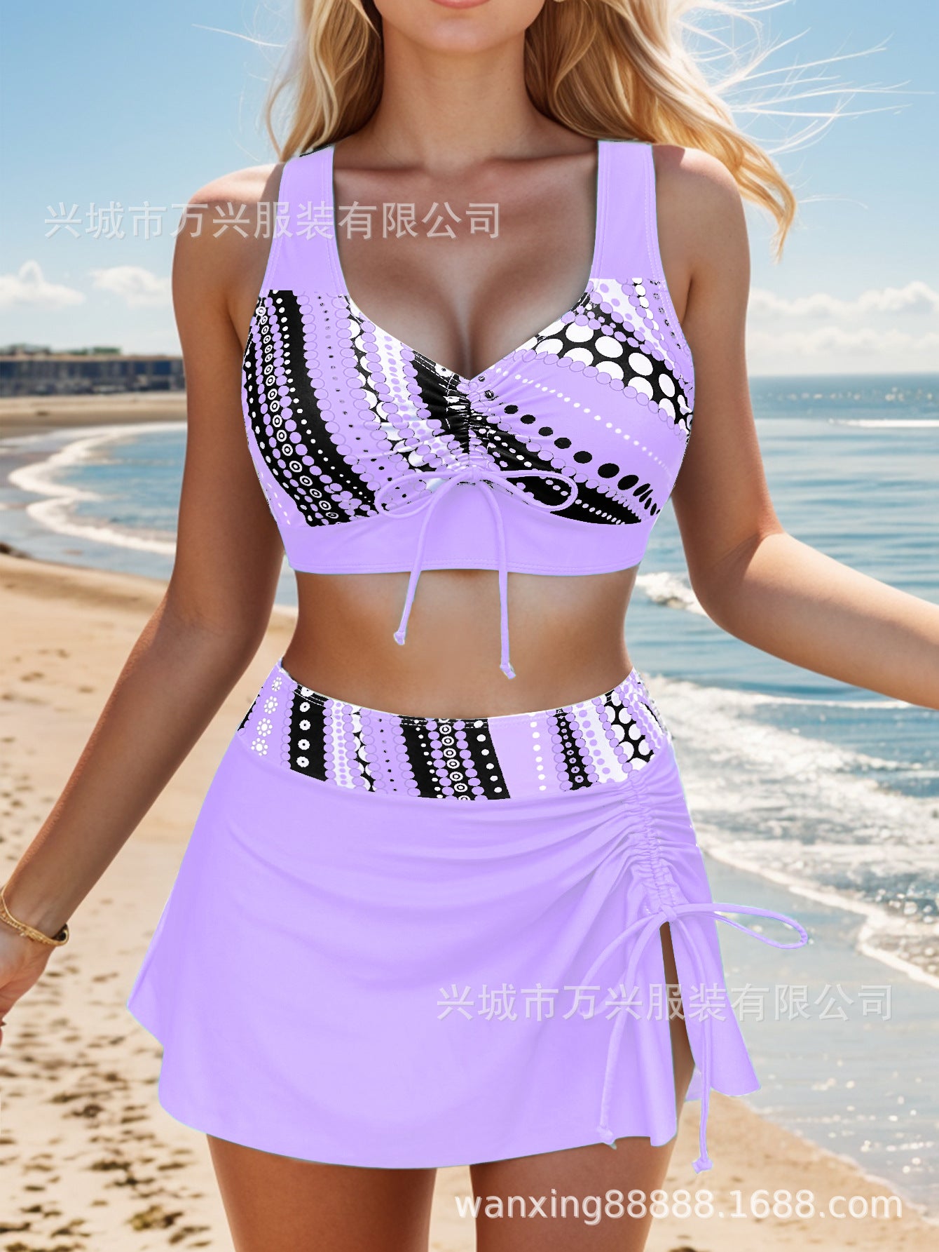 🔥👙【Καλοκαιρινές εκπτώσεις】【S-2XL】Μοντέρνο γυναικείο μαγιό με στάμπα που στεγνώνει γρήγορα, σετ δύο τεμαχίων