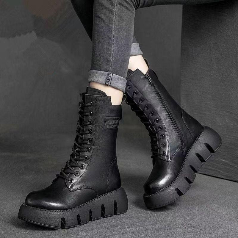 🔥👢【50% zniżki ✨】【35-40】⛄🔥2025 jesień i zima nowe wysokiej jakości damskie miękkie skórzane buty