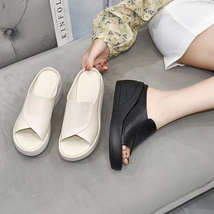 🔥👡【Αγοράστε 1 πάρτε 1 δωρεάν】【35-42】2025 Fashion γυναικεία σανδάλια από γνήσιο δέρμα Μαλακή σόλα Χοντρή σόλα