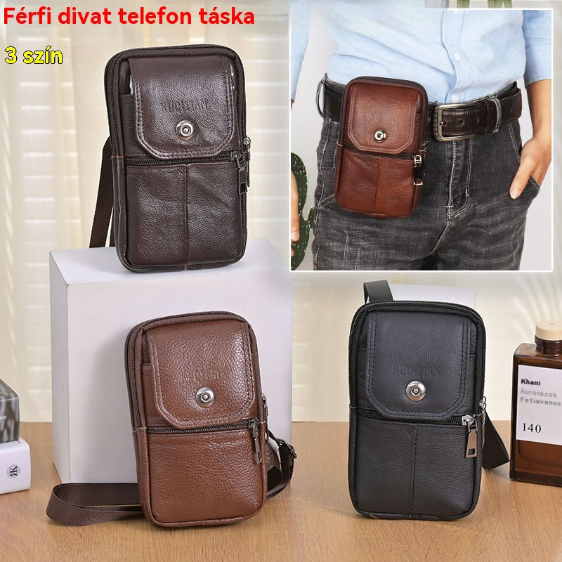 💥🔥 Újdonság ajánló|Férfi többfunkciós, hordozható telefontáska|3 az 1-ben: vállon, keresztben vagy övön hordható – tökéletes mindennapi használatra!