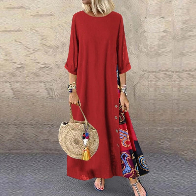 ✨💕【Oferte speciale de vară🔥】【M-5XL】 Noua rochie elegantă retro casual imprimată 2025