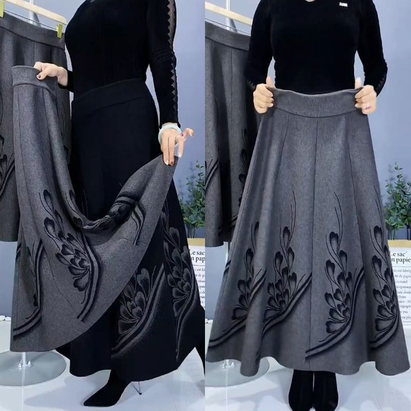 👗🎀【Speciální nabídka🔥】【S-3XL】Retro elegantní podzimní/zimní silná vlněná sukně, midi sukně
