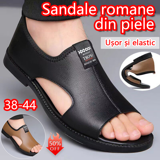 🔥👞【38-44】Sandale de vară pentru bărbați din piele de vacă, respirabile, cu goluri, antiderapante, casual, 2025