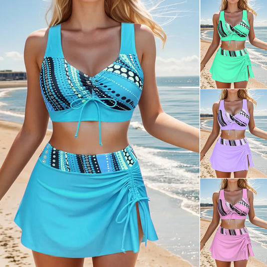 🔥👙【Καλοκαιρινές εκπτώσεις】【S-2XL】Μοντέρνο γυναικείο μαγιό με στάμπα που στεγνώνει γρήγορα, σετ δύο τεμαχίων