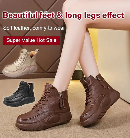 🔥✨【30% REDUCERE】Cizme Martin casual din piele, noi de toamnă, cu talpă groasă, la modă și confortabile