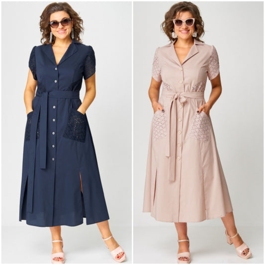 💞✨【Novo za ljeto🔥】【S-5XL】2025 Moderna ležerna, visokokvalitetna pamučna, lanena košulja s ovratnikom i duga haljina