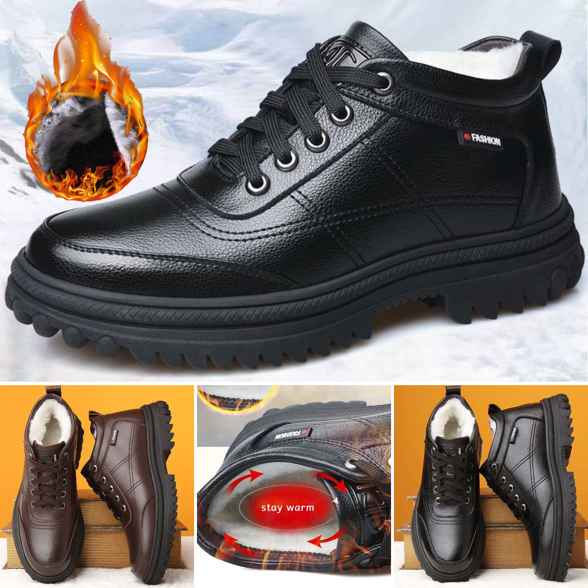 🔥Vremenski ograničena ponuda🔥【39-44】 Zimske tople muške kožne čizme s debelim potplatom