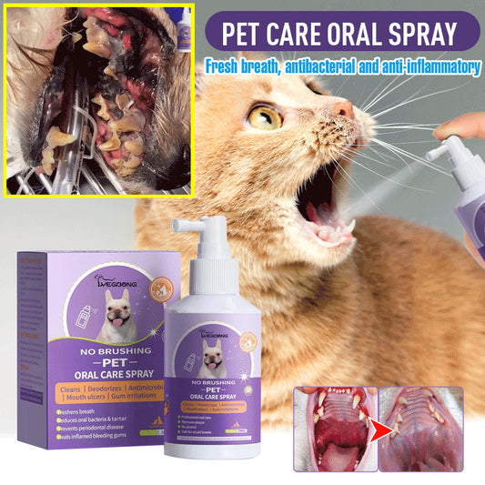 🐶🐱【Sigur și prietenos🔥】【Cumpără unul, primești unul gratuit🔥】Spray deodorant pentru curățarea dinților câinilor și pisicilor🐾