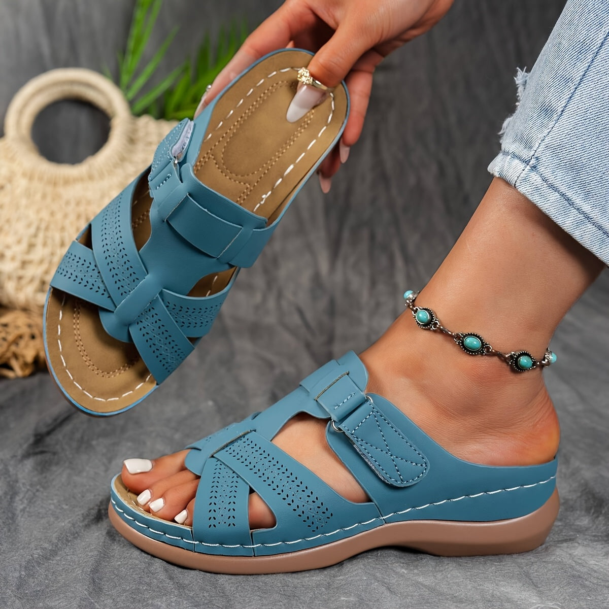 💥【Tallas 35-43】Sandalias de cuero genuino de alta calidad, diseño de suela gruesa, ✅️suaves y antideslizantes, ✅️elegantes y versátiles