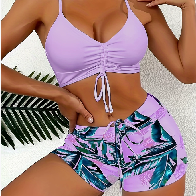 🏊‍👙【Novi ljetni proizvod】🌴 Ženski modni elegantni kupaći kostim s printom velike veličine, bikini s tregerima, udoban, rzosušeći 
