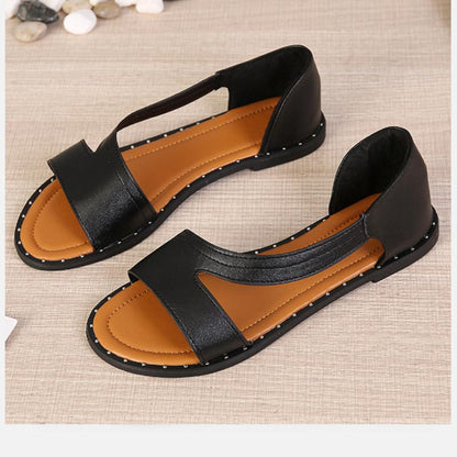 ✨👡【36-43】Sandale plate din piele pentru femei, cu vârful deschis, la modă, vara 2025 