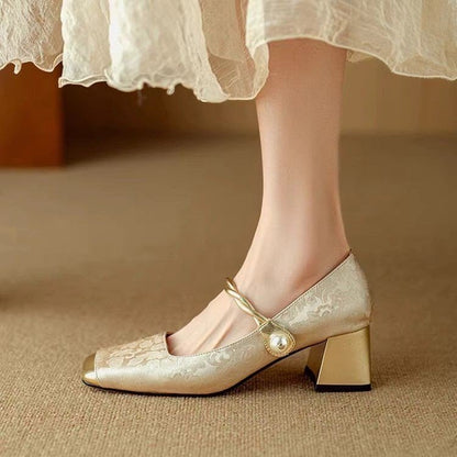 【35-40】Dámské boty Mary Jane, s retro vzorem a vyšívanými květinami, trendy, léto 2026