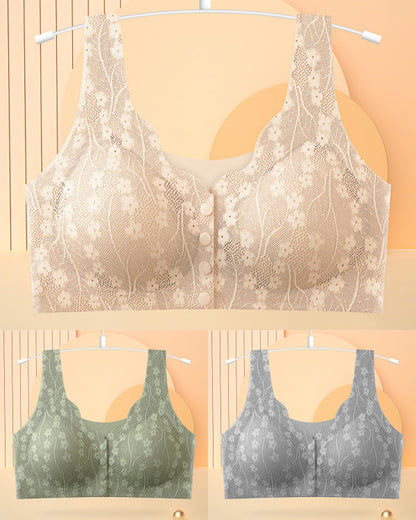 💖😍 3 darab elölkapcsos női melltartó (40–100 kg) – Vezeték nélküli, pamut, kényelmes és jól szellőző, tökéletes tartással