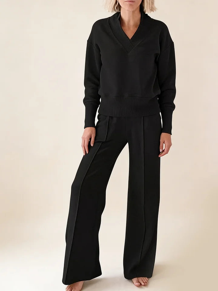 ✨🥰【M-5XL】Нов дамски комплект костюм | Плетена блуза с дълъг ръкав от две части