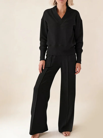 ✨🥰【M-5XL】Нов дамски комплект костюм | Плетена блуза с дълъг ръкав от две части