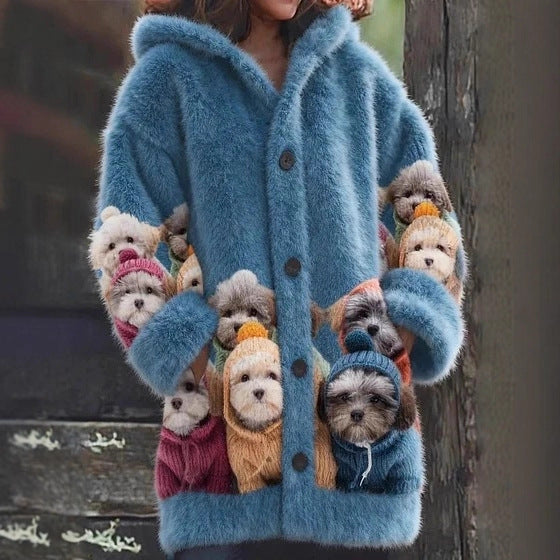 🔥🐾【Sleva 50 % po omezenou dobu】Dámská bunda s kapucí, stylová a roztomilá, se zvířecím potiskem🧥✨