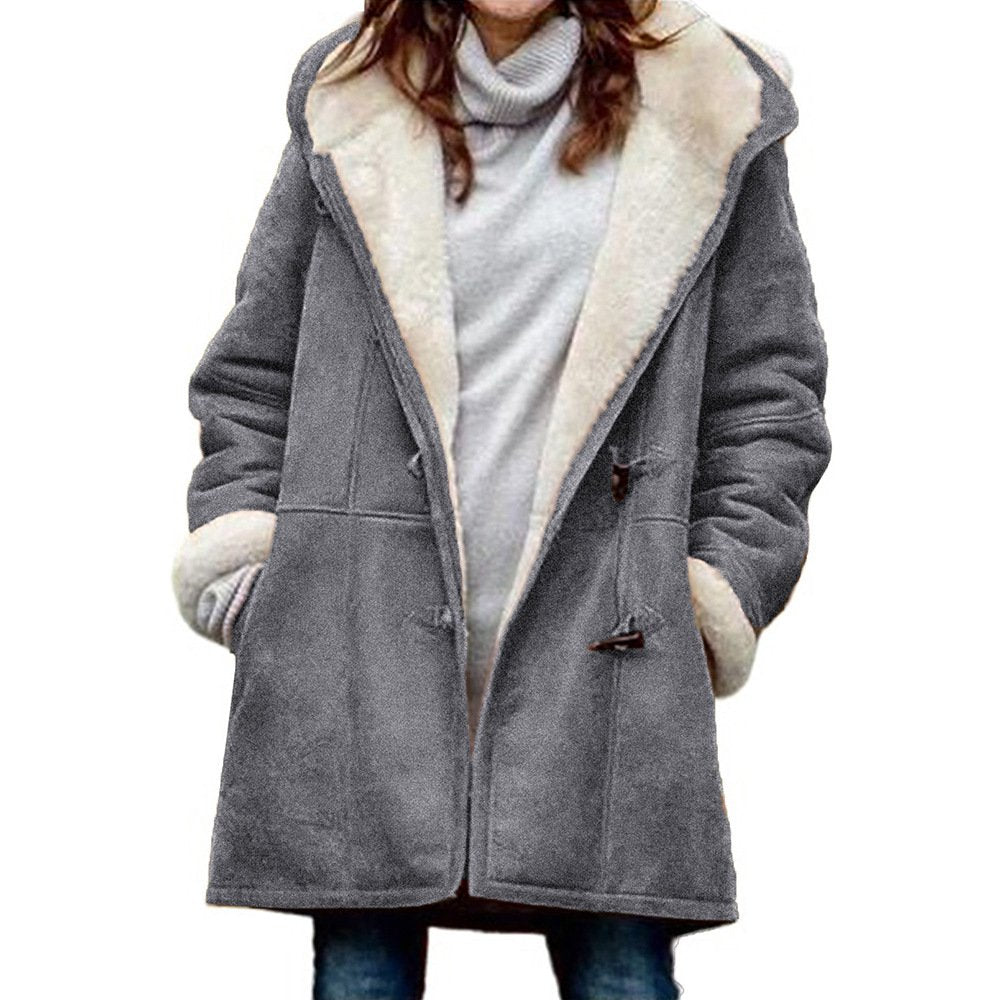 🔥⛄【Omejen 50% popust】✨【S-5XL】Nova modna topla ženska jakna s kapuco in podlogo iz semiša in flisa