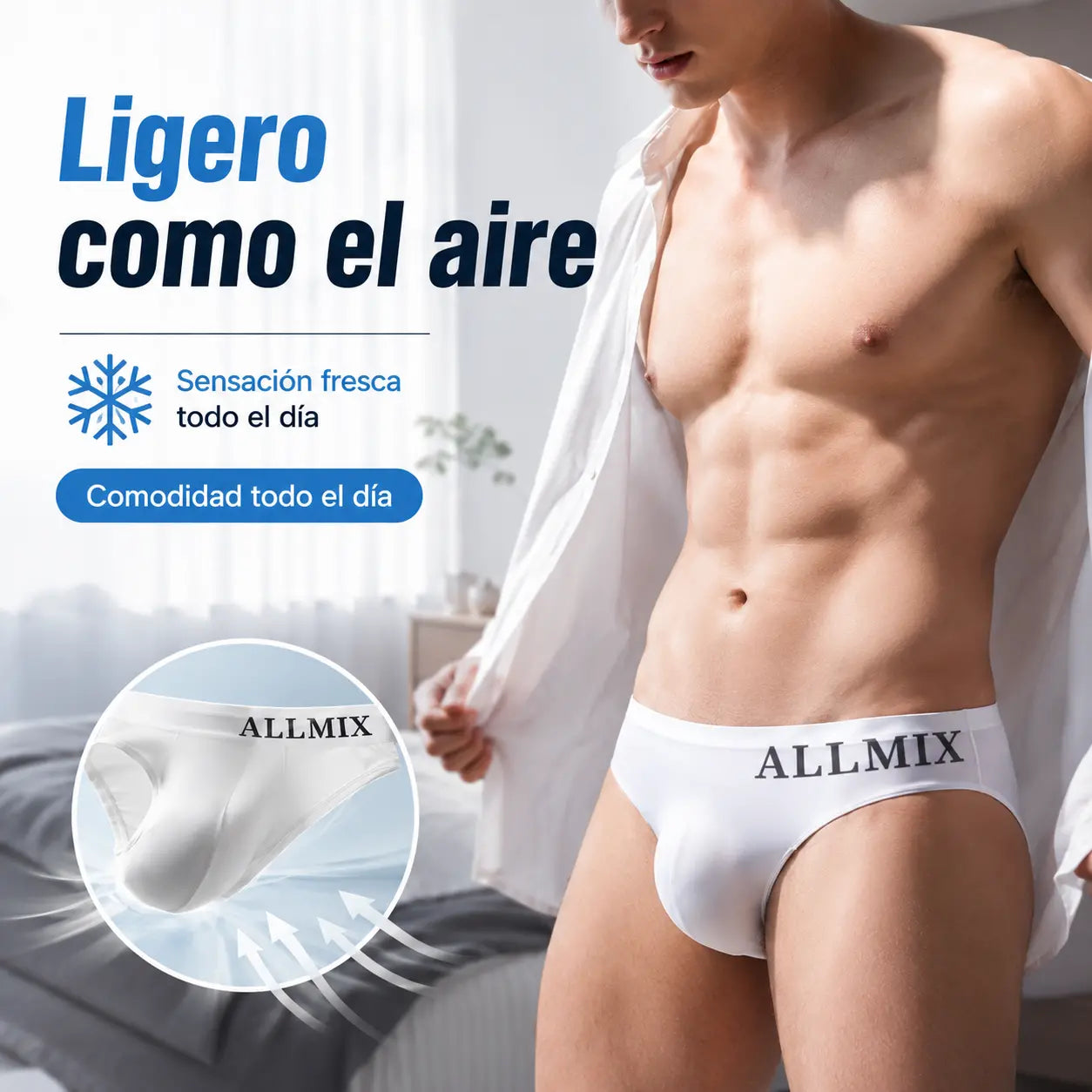 🔥【Paquete de 5】Calzoncillos transpirables sin costuras de seda helada para hombre - Frescos y cómodos