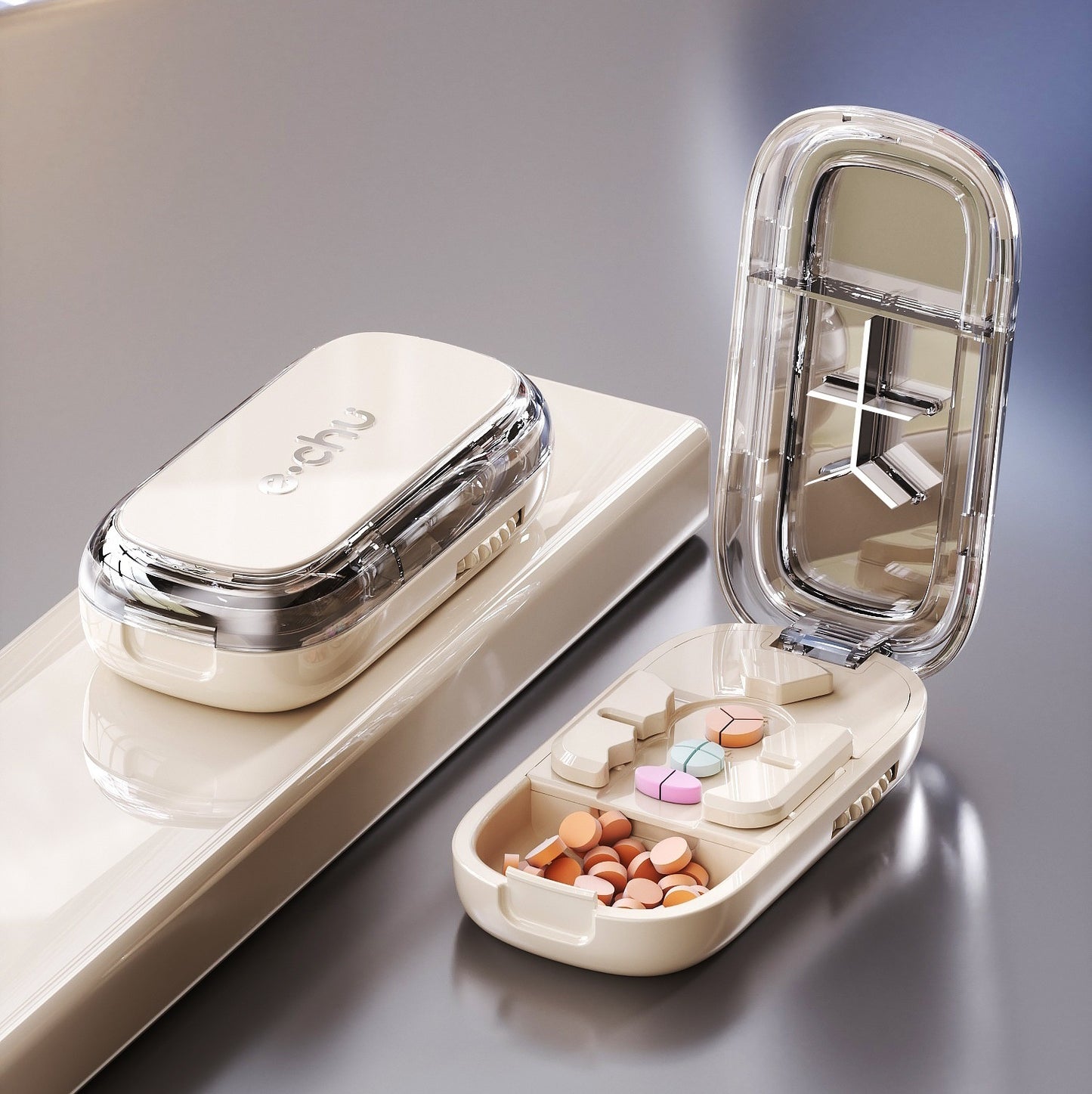 🔥【Купете едно, вземете едно безплатно】👍🌈Преносима кутия за рязане на хапчета