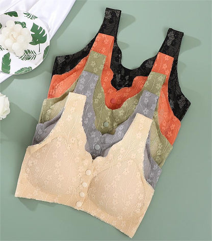 🔥✨【Σετ των 4】【40-100 κιλά】Γυναικείο μαλακό, άνετο και αναπνεύσιμο σουτιέν με μπροστινό κλείσιμο