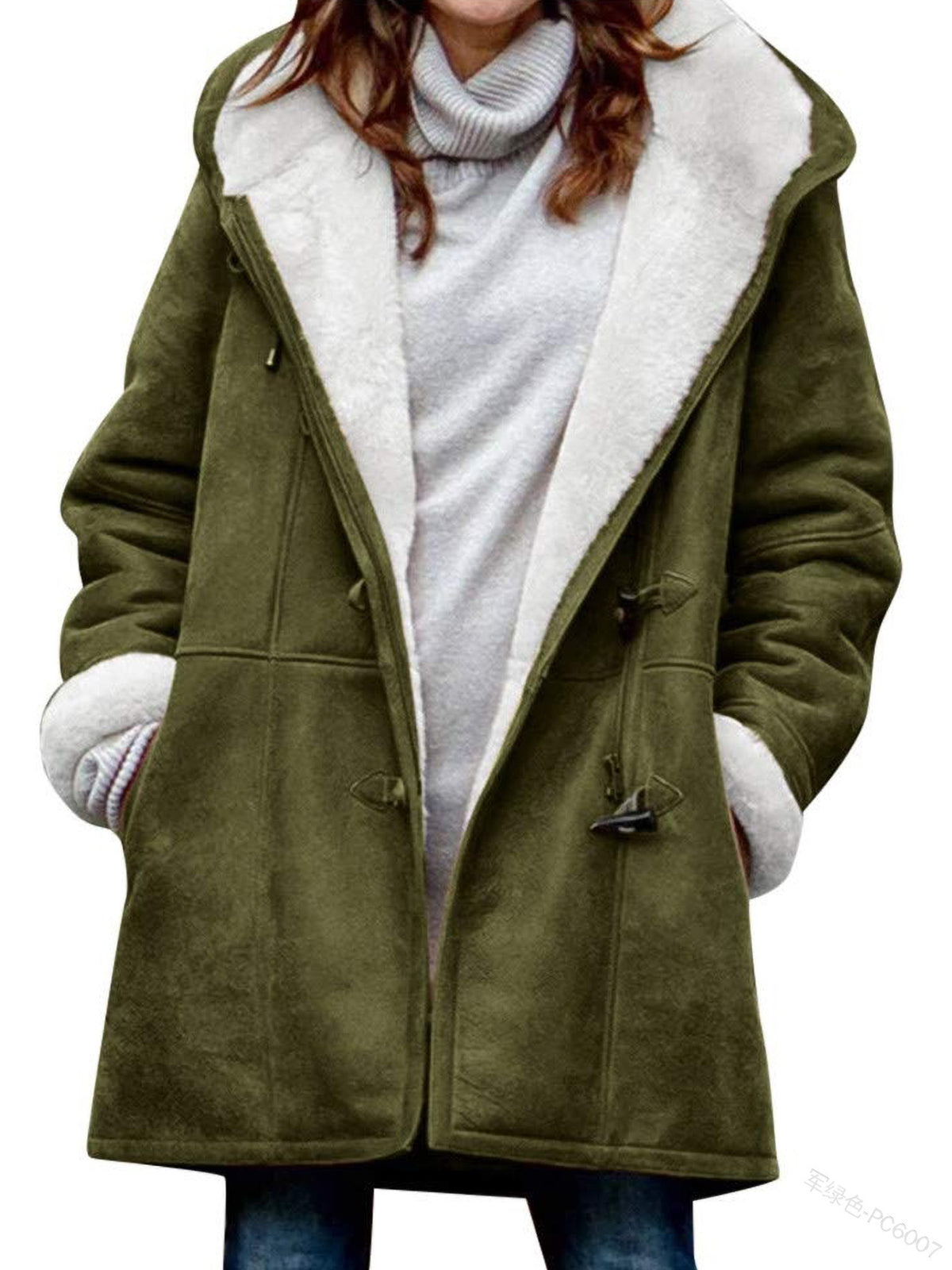 🔥⛄【Omejen 50% popust】✨【S-5XL】Nova modna topla ženska jakna s kapuco in podlogo iz semiša in flisa