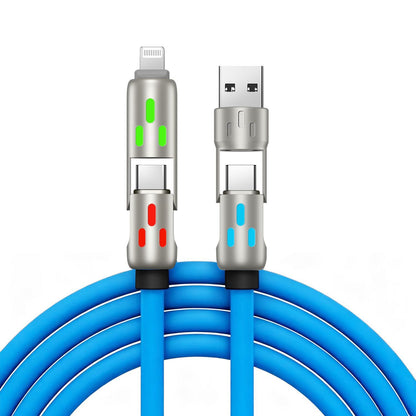 🔥 (2 metre dlhý) 4-v-1 PD 240W kábel – USB-C, Lightning a USB-A rýchle nabíjanie, hliník a silikón, synchronizácia dát ⚡📱