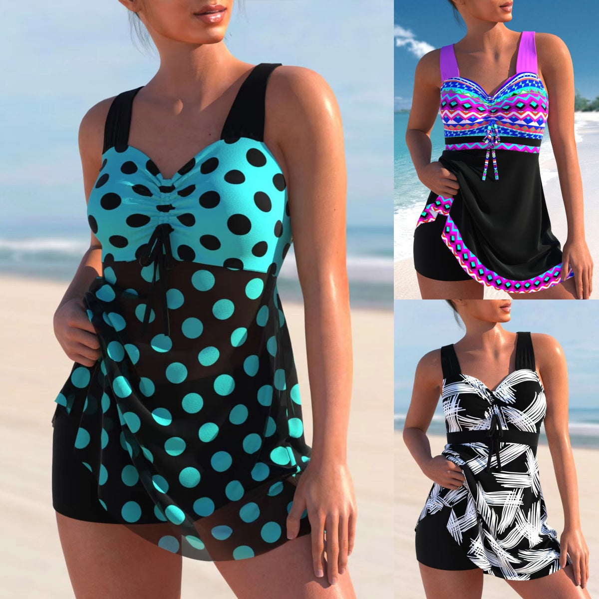 🩱🏖️【S-4XL】Nuevo conjunto de trajes de baño para mujer con estampado 2025