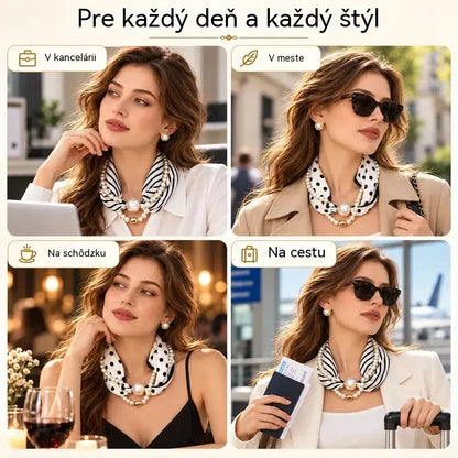🔥✨【Špeciálna ponuka✨】Francúzsky vintage perlový náhrdelník a šatka - štýlové a elegantné