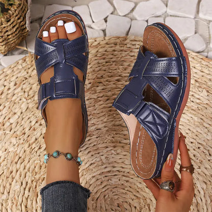 Colección de verano 2026  Pantuflas de piel auténtica con soporte plantar  ¡Ultra cómodas y ajustables!