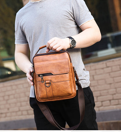 🔥45% отстъпка 👜 Модерна и ежедневна мъжка кожена чанта с голям капацитет