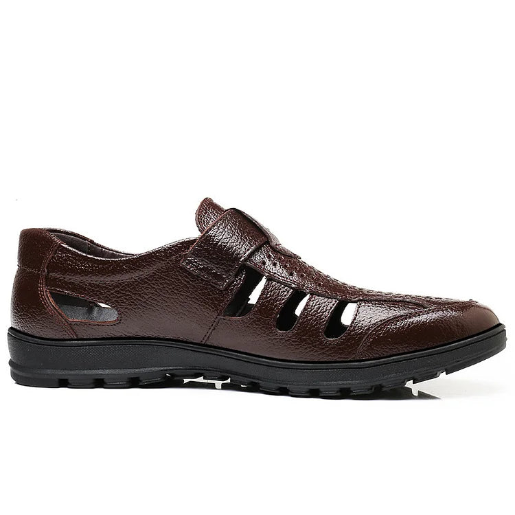 🌴👞【39-44】Sandale ușoare, casual, din piele naturală, respirabile, pentru bărbați, vara 2025, noi 