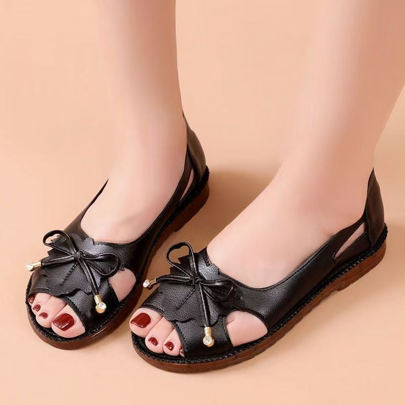 🔥🌈【35-40】 Sandals simple și casual cu talpă moale și fundă, vara anului 2025 